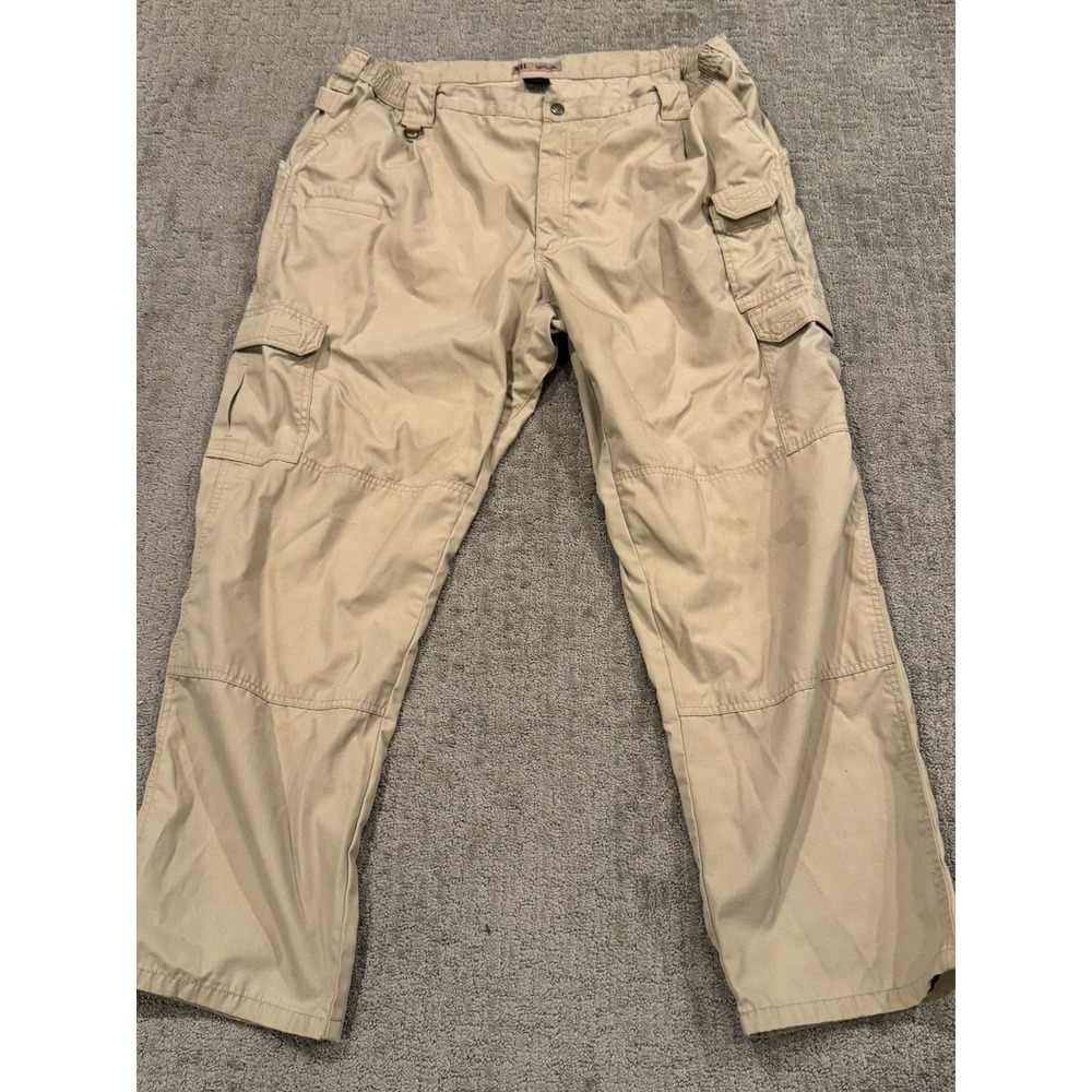 5.11 Tactical Men's Cargo Tactical Pants Solid Beige Regular 44/32 Rip Stop (C)
